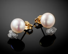 Load image into Gallery viewer, &quot;Venus&quot;- Pearls &amp; Diamonds Studs.