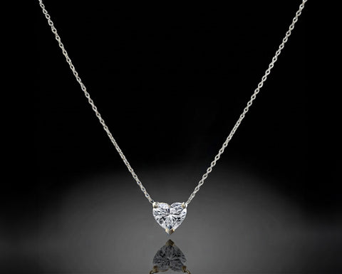 Eternal Heart pendant in white gold, a heart cut diamond on a fine chain