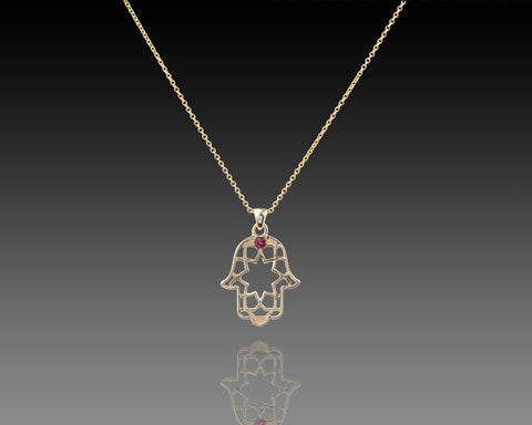 Celestial Hamsa - Gold Pendant