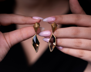 "Edges Of Love"-  Smoky Quartz, Dangle Earrings.