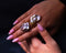 Balance Ring – 18K Gold Open Ring with Purple & Pink Keshi Baroque Pearls