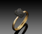 Comet - Green Rough Diamond Gold Ring