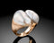 Air Ring – 18K Gold Open Ring with Duet Keshi Baroque Pearls