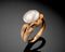 Autumn Ring – Gold & White Keshi Baroque Pearl