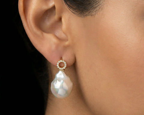 Luna Cascade Earrings – 14K White Gold, Keshi Pearls & Diamonds