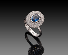 Load image into Gallery viewer, &quot;Vered&quot; - Sapphire &amp; Diamonds Halo Ring.