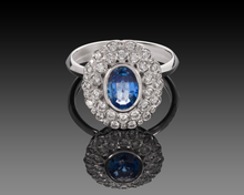 Load image into Gallery viewer, &quot;Vered&quot; - Sapphire &amp; Diamonds Halo Ring.