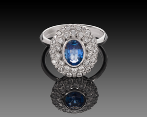 "Vered" - Sapphire & Diamonds Halo Ring.