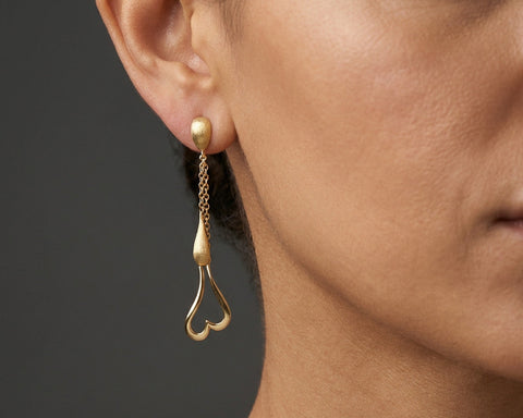 Wish Earrings – 18K Yellow Gold Heart & Drop Dangle Earrings
