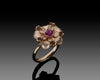 Blooming Elegance - Ruby Flower Gold Ring