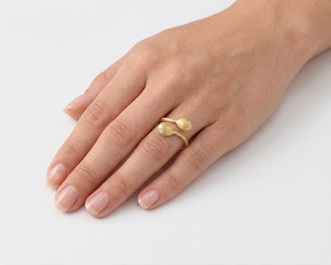 Abalone nugget ring worn on the hand