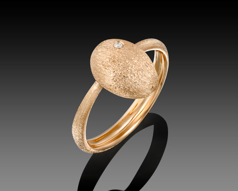 Large Cleaner Wrasse ring in rose gold with a bezel set diamond