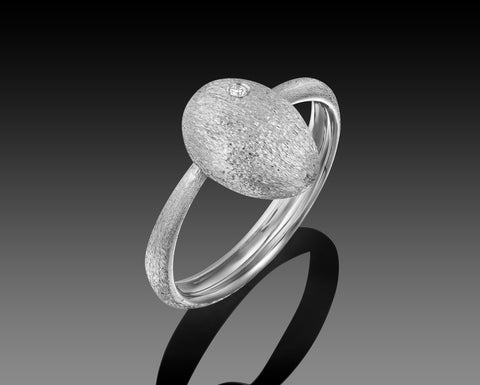 Large Cleaner Wrasse ring in white gold with a bezel set diamond