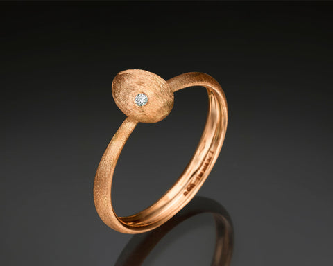 Small Cleaner Wrasse ring in rose gold with a bezel set diamond