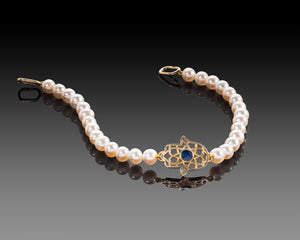 "HAMSA" - Pearl & Sapphire Bracelet.