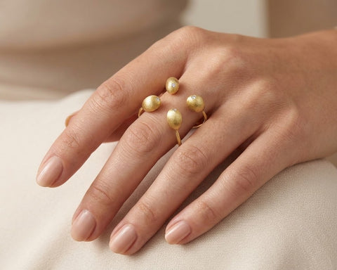 Crown of Thorns nugget ring worn on the hand