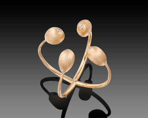 Crown of Thorns ring in rose gold with four diamond nuggets