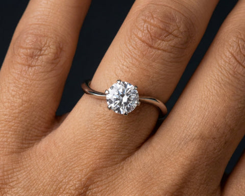 Daniela twist solitaire ring worn on the hand