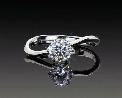 Daniela twist solitaire ring in 18K white gold