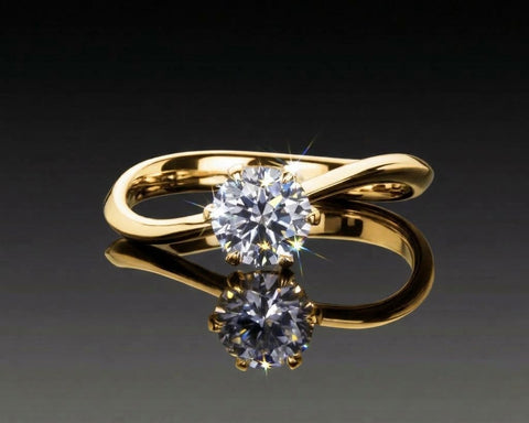 Daniela twist solitaire ring with a 1.00 carat GIA certified diamond in 18K yellow gold