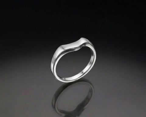 Eimy contoured matching wedding band in white gold, shown without stones