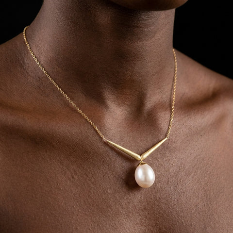 Vega - V Shaped Keshi Pearl Necklace.