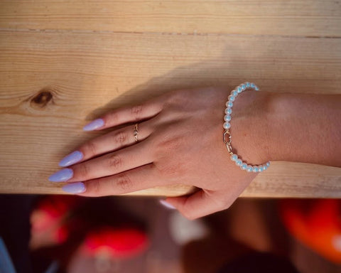 Eternal Harmony pearl bracelet worn on the wrist