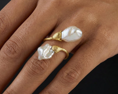 Hedva Pearl Ring worn on the hand