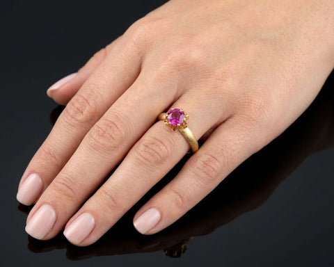 Lital ruby solitaire ring worn on the hand