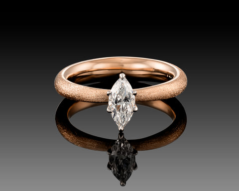Nelli marquise solitaire engagement ring in brushed rose gold