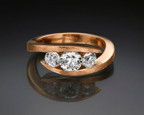 Golden Gaze Three-Stone Ring