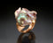 Duet Ring – 18K Yellow Gold Open Ring with Oversized Baroque Keshi Pearls