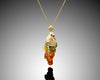 Video of the zinc crystal pendant turning, showing the colours across the crystal faces