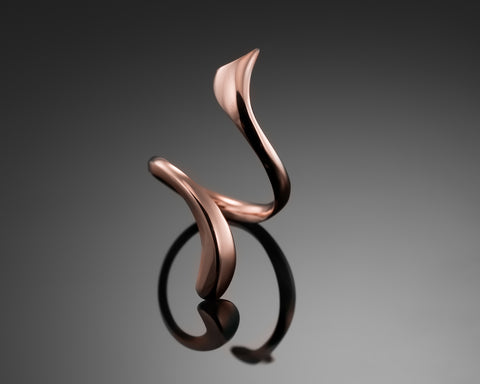 Dune open ring in rose plated silver