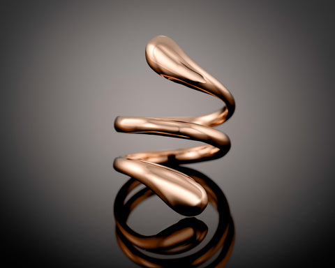 Spiral open ring in rose plated silver