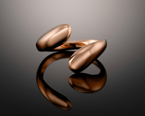 Viper open twist ring in rose plated silver