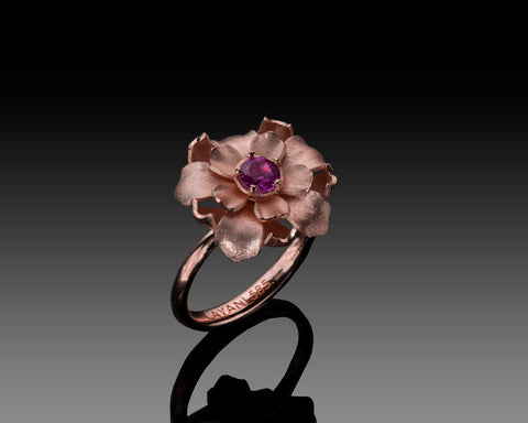Shani blooming flower ring in rose gold