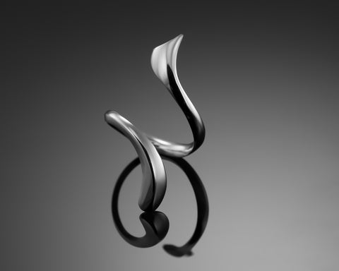 Dune open ring in plain sterling silver