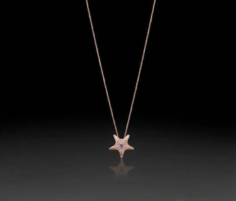 Starfish pendant in rose gold with granulated texture