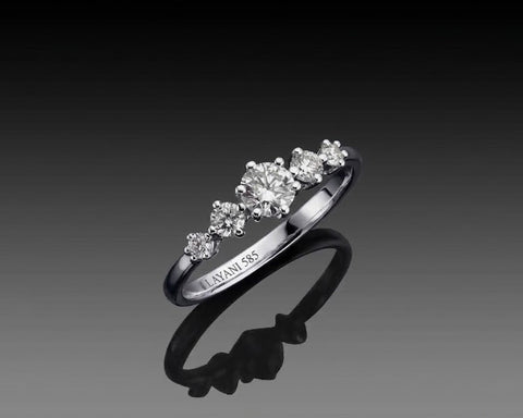 Tavor five-stone diamond ring with graduated stones in 18K white gold