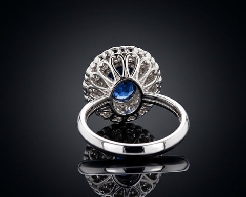 Underside of the Vered ring showing the openwork heart lattice beneath the halo