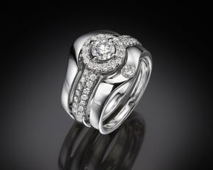 "Eimy"- French-Set Halo Solitaire Diamond Band.