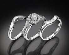 Load image into Gallery viewer, &quot;Eimy&quot;- French-Set Halo Solitaire Diamond Band.