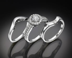 "Eimy"- French-Set Halo Solitaire Diamond Band.