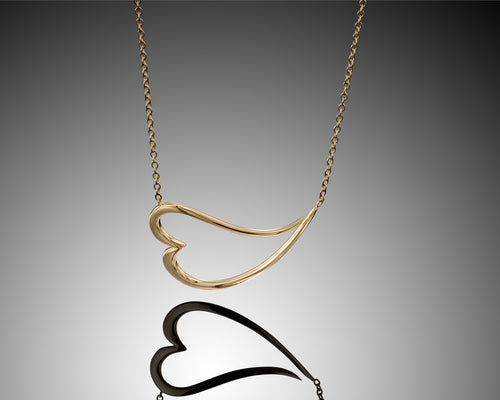 Devotion Heart shaped necklace,18k yellow gold | Layanijewelry.com,heart shape