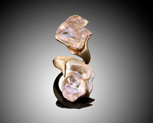 "Balance"- Purple and Pink Baroque Keshi Pearls Ring.