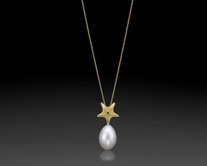 "White Star"- Gold Starfish Pendant.