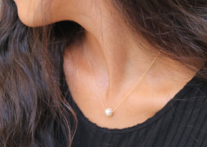 "Sun"- Floating Pearl Necklace.