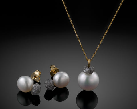 Earth - Raw Diamond & Pearl Necklace