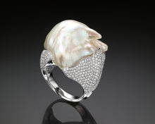 Load image into Gallery viewer, &quot;Canis&quot;- Baroque Keshi Pearl &amp; Diamonds Ring.